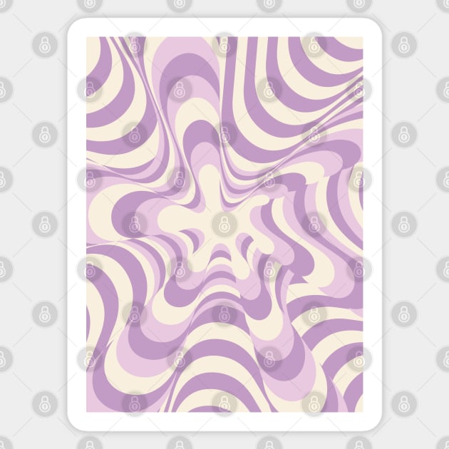 Abstract Groovy Retro Liquid Swirl Purple Pattern Sticker by Colorable